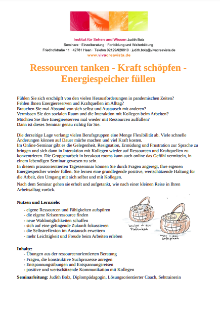 Ressourcen tanken - Kraft schöpfen - Energiespeicher füllen